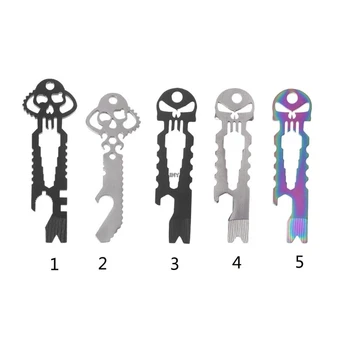 

Stainless Steel EDC Pocket Multi-Tool Skull Bottle Opener Pry Bar Crowbar Keychain Tactical Survival Tool INY