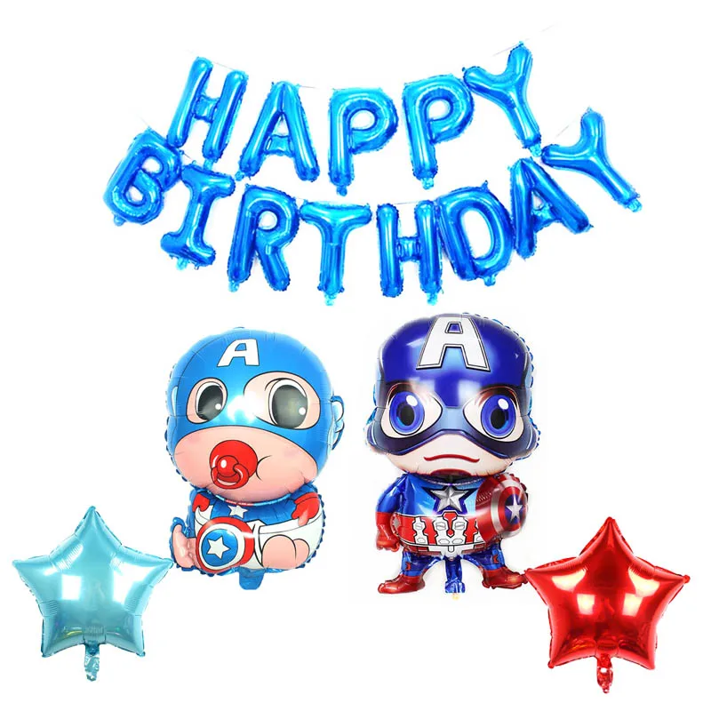 

Cartoon nipple Captain America Foil Balloon party decorations Kids Baby Shower Toy happy birthday red/blue letter balloon