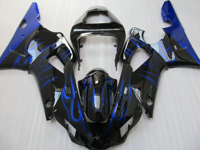 

Motorcycle Fairing kit for YAMAHA YZFR1 00 01 YZF R1 2000 2001 YZF 1000 yzfr1 ABS Blue flames black Fairings set+7gifts YB25