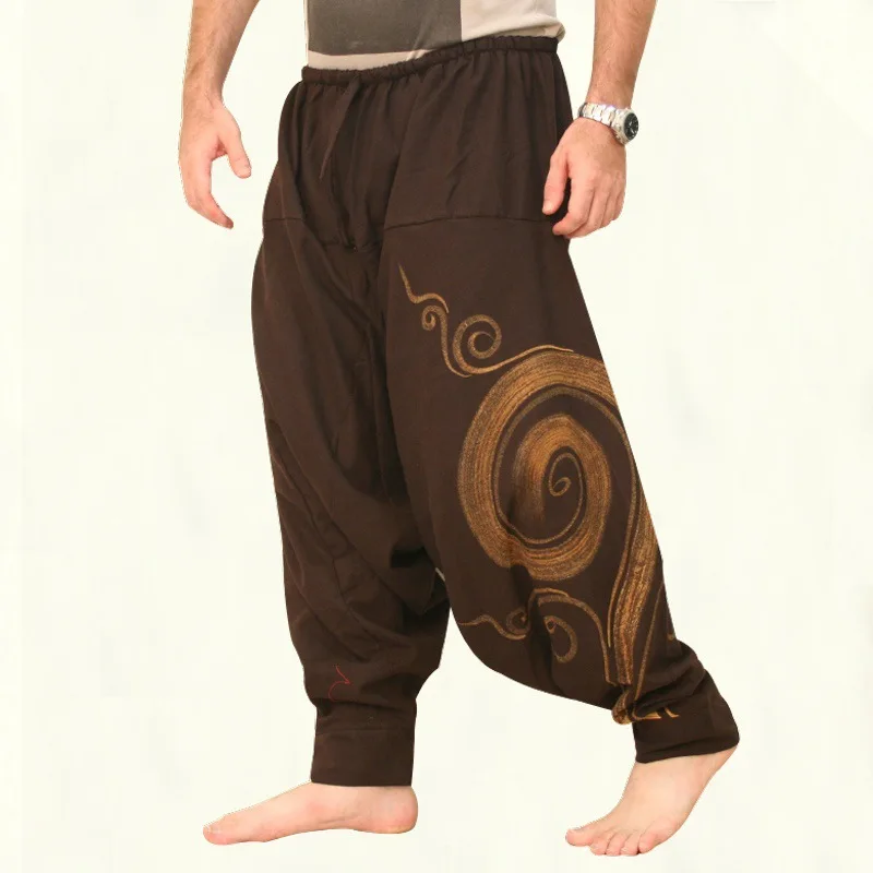 Vintage Men Pants Harem Elastic Casual Baggy Yoga Harem Pants Hip-hop Men Gypsy Cotton Linen Wide-legged Loose Pants Drawstring Vintage Men Pants Harem Elastic Casual Baggy Yoga Harem Pants Hip-hop Men Gypsy Cotton Linen Wide-legged Loose Pants Drawstring