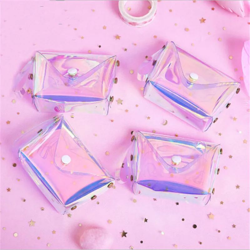 

1Pcs Laser Sweet Coin Short MIni Purse Female Holographic Transparent Small Wallet Girls Change Purse Fashion Women Money Bag