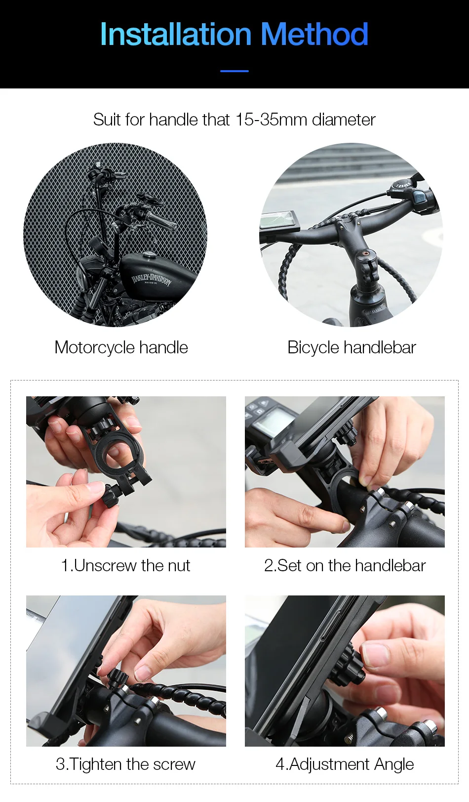 RAXFLY Bicycle Phone Holder For iPhone Samsung Motorcycle Mobile Cellphone Holder Bike Handlebar Clip Stand GPS Mount Bracket mobile wall stand