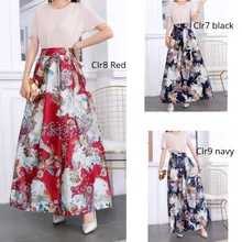 Модные женские большие размеры 3XL 2XL Весна Лето Юбка Эластичная Высокая талия длинная юбка винтажная Цветочная Печать пол юбки с карманом