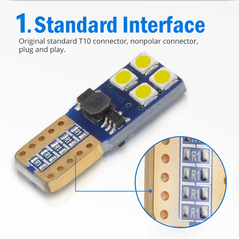 NAO w5w T10 лампы t10 Светодиодные лампы 8smd 3030 светодиодных чипов 12v авто светодиодный светильник номерного знака светильник 6000K белый желтый красный f: кристально-голубой