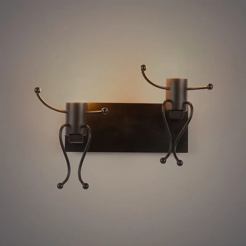 Винтажный металлический светодиодный настенный светильник креативные прикроватные Настенные светильники для спальни 1/2 головок промышленный декор черный/белый/красный железный светильник Wandlamp - Цвет абажура: 2 Heads Black