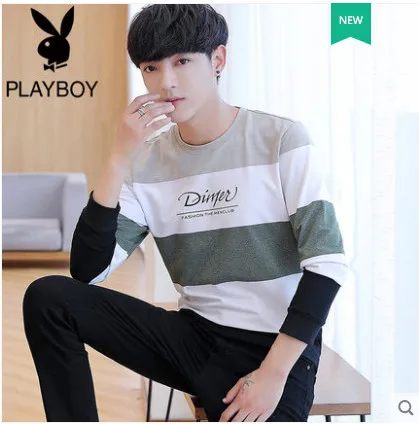 Playboy осенний свитер с длинными рукавами мужской тонкий джемпер сверхмодный свитер Молодежный красивый свитер - Цвет: Белый