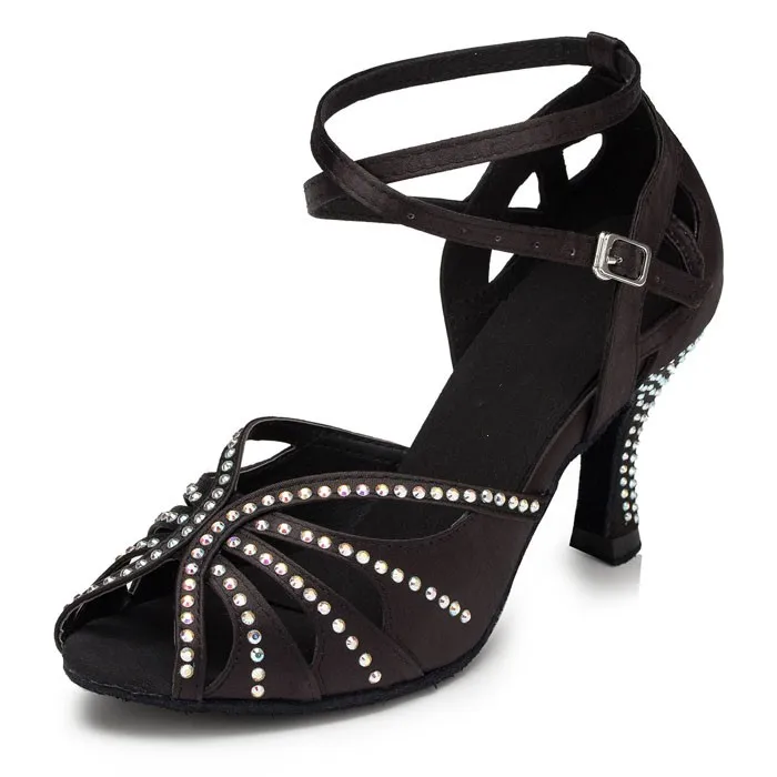 Стразы; обувь для танцев; обувь для латинских танцев; Обувь для бальных танцев; обувь для латинских танцев; обувь для танго; пикантная обувь на высоком каблуке 8 см; JuseDanc - Цвет: black heel 7.5cm