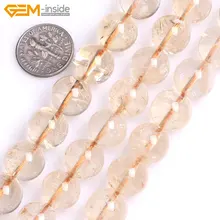 Драгоценный камень-внутри натуральный круглый гладкий цитрин кварц хрустальные бусины для изготовления ювелирных изделий 15 дюймов DIY ювелирные изделия