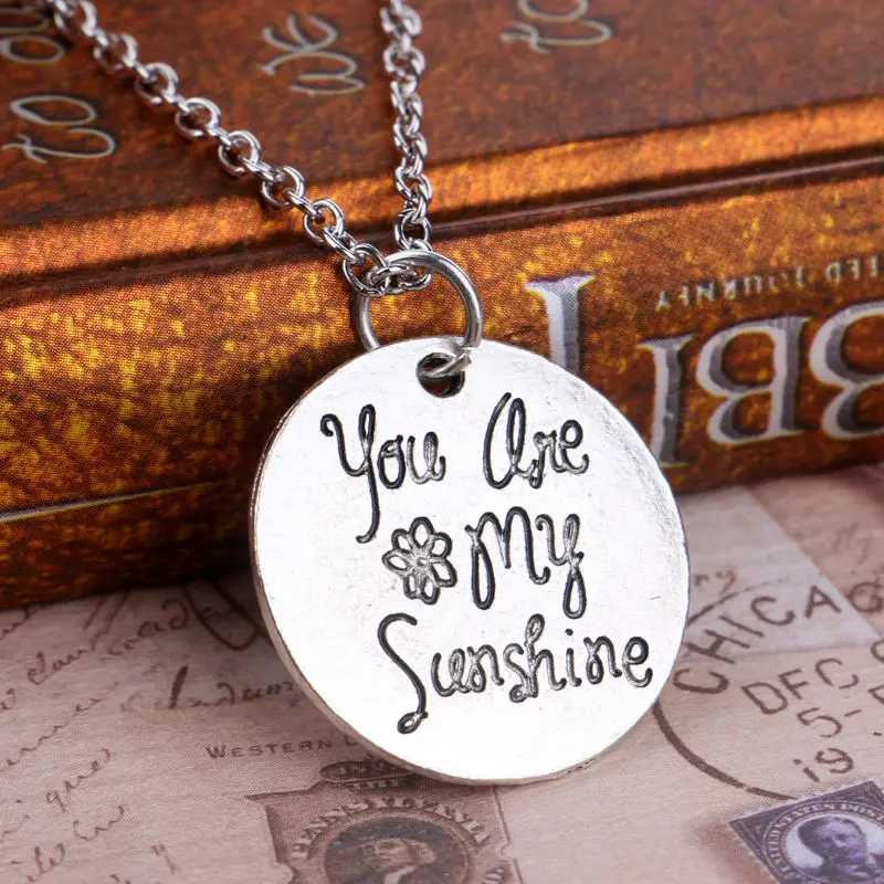 You Are My Sunshine Pendant Necklace Popular Song Name Jewelry Choker