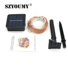 Солнечная батарея szyoumy power String Light 10 м 100 Светодиодная медная проволочная гирлянда для наружной гостиной украшения сада балкона Sunroom