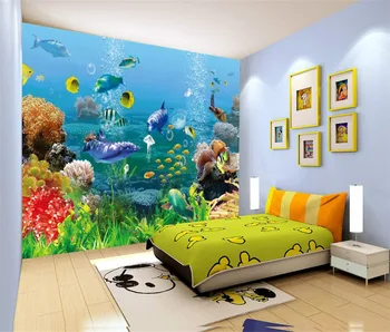 

[Self-Adhesive] 3D Dolphin Coral Sea Tropical Fish 6 Wall Paper mural Wall Print Decal Wall Murals