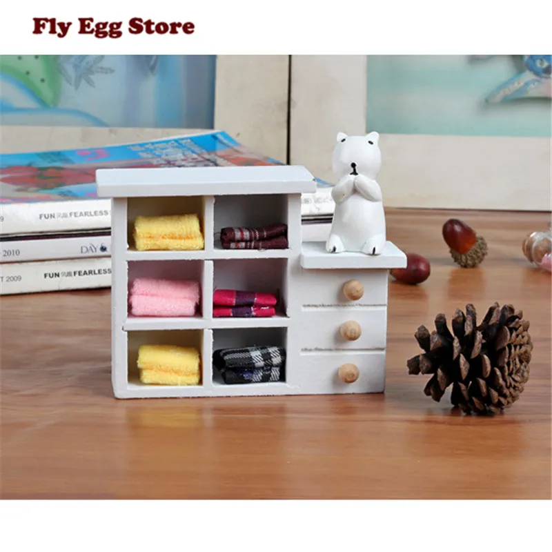 

Miniaturas simulation wooden White Cabinet toy for kids Doll model furniture Accessaries for BJD DOLL kitchen cabinet models