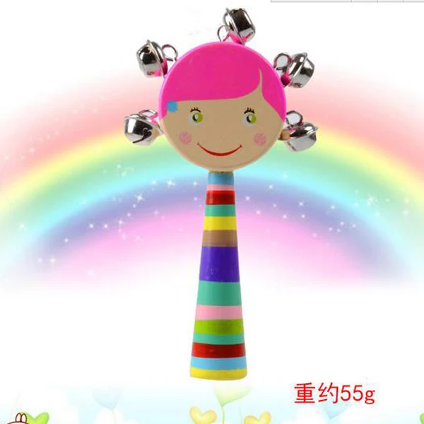 

Baby Toys Small Wooden Rattle Cartoon Infant Babies Educational Musical Toys Baby Toys 0 12 month