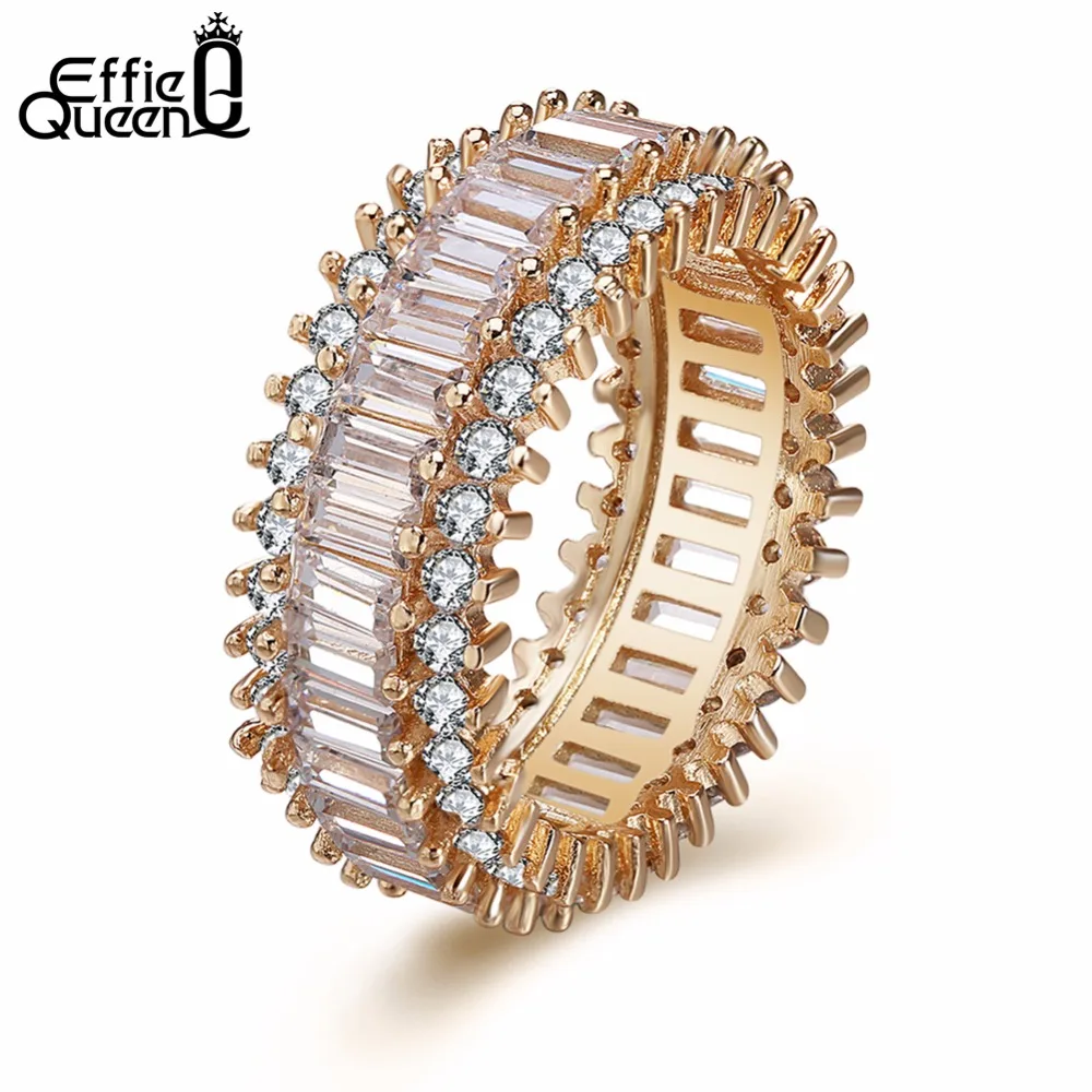 

Effie Queen Geometric Design Women Luxury Eternity Rings Wheel Shape Ring For Women Summer Party Jewelry DDR12