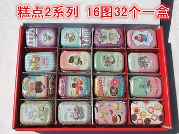 

Free ship!1lot=32pc!Mini cover Iron tin case /cake Afternoon tea can/Cachou pencil box / small Kit/candy storage gfit box