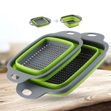 Eco Friendly Reusable 2 Piece Set Drain Basket Fruit Vegetable Foldable Basket Pp Kitchen Storage Gadgets Basket Strainer