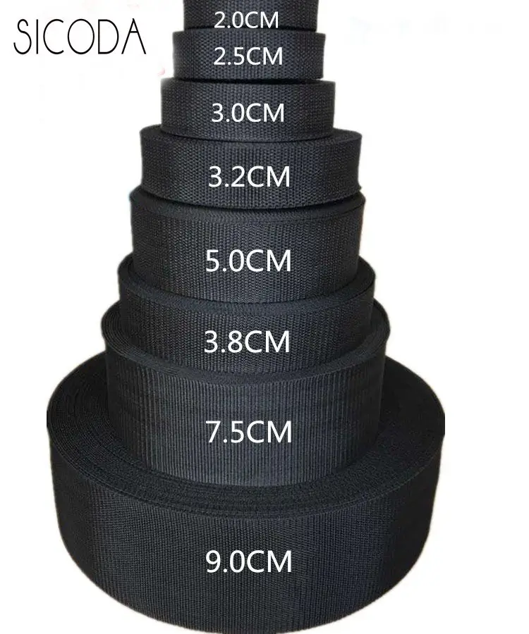 SICODA 10meters black thickening PP webbing for bag packing webbing
