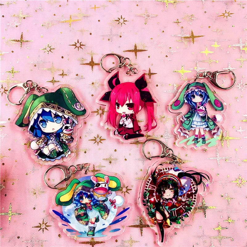 

Anime DATE A LIVE Yoshino Tokisaki Kurumi Acrylic Figure keychain Keyring Decoration Collection Model Toy