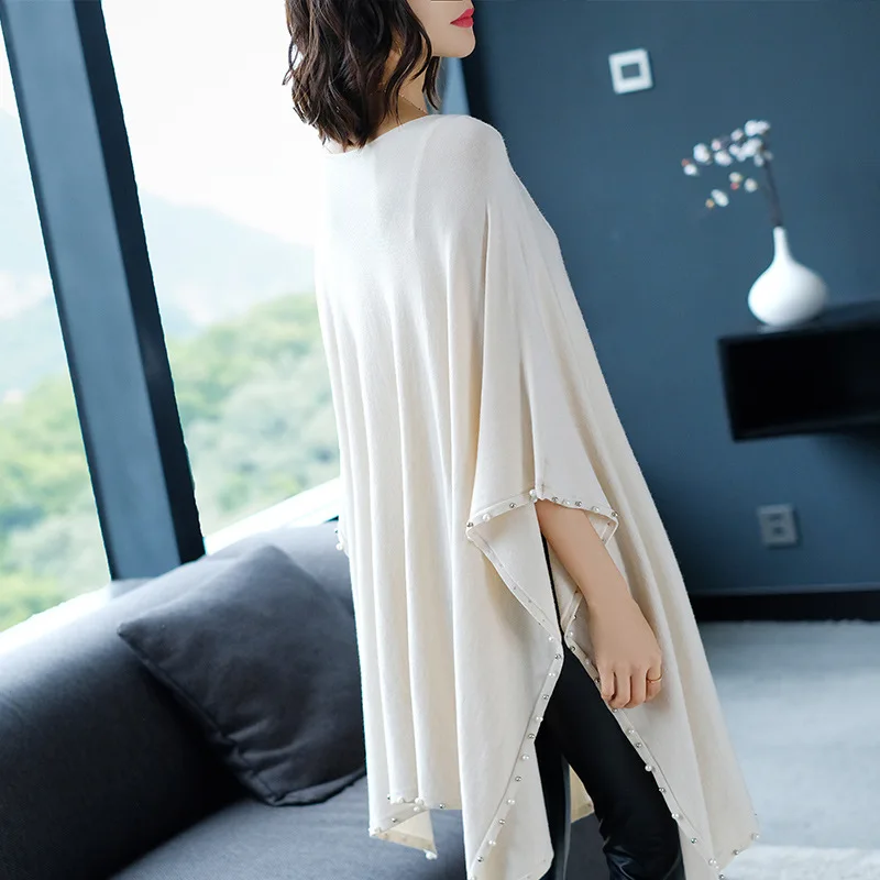 2018 Autumn Winter Women Black Sweater Beading Wrap Sweater O-Neck Long Batwing Sleeve Loose Women Knitted Sweater and Pullover 2018 Autumn Winter Women Black Sweater Beading Wrap Sweater O-Neck Long Batwing Sleeve Loose Women Knitted Sweater and Pullover