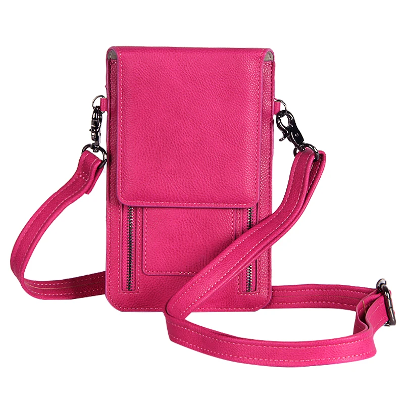 

Pu Leather Solid Mini Double Zipper Design Messenger Bag Women Cell Phone Pouch Ladies Single Shoulder Crossbody Bag for Women