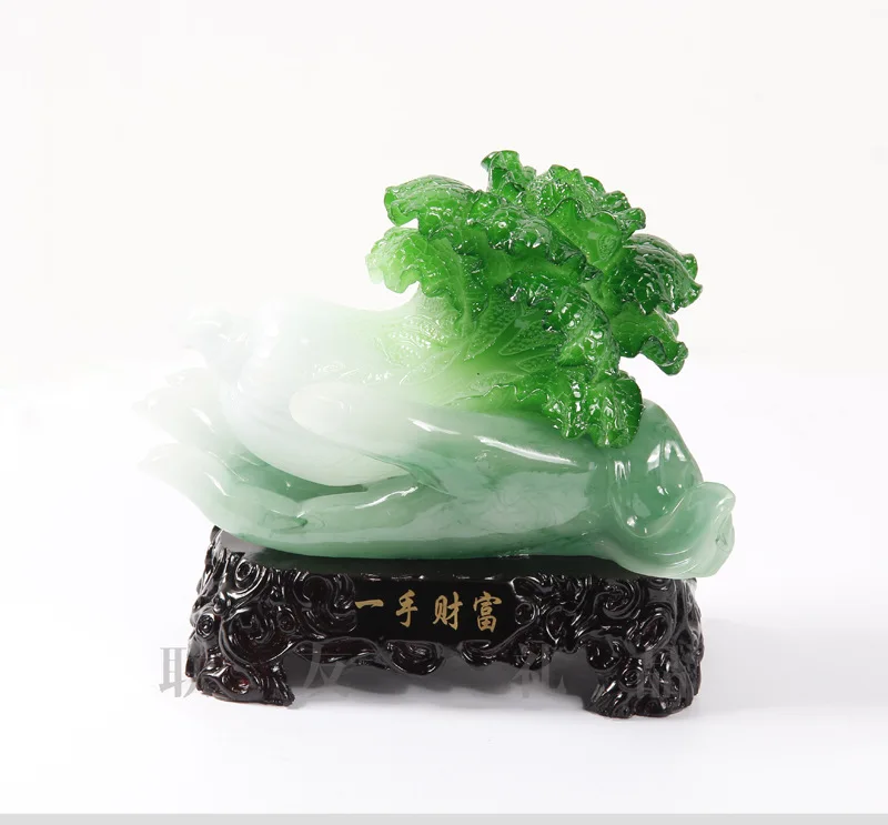 Yiwu resin factory direct imitation jade cabbage in wealth, resin crafts ornaments Home