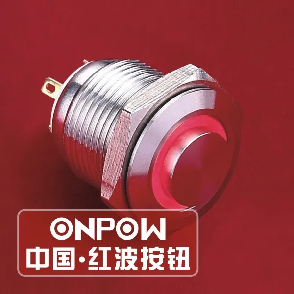

ONPOW 16mm Momentary anti-vandal Ring LED 6V,12V,24V stainless steel Push button switch (GQ16H-10E/J/S) CE,ROHS