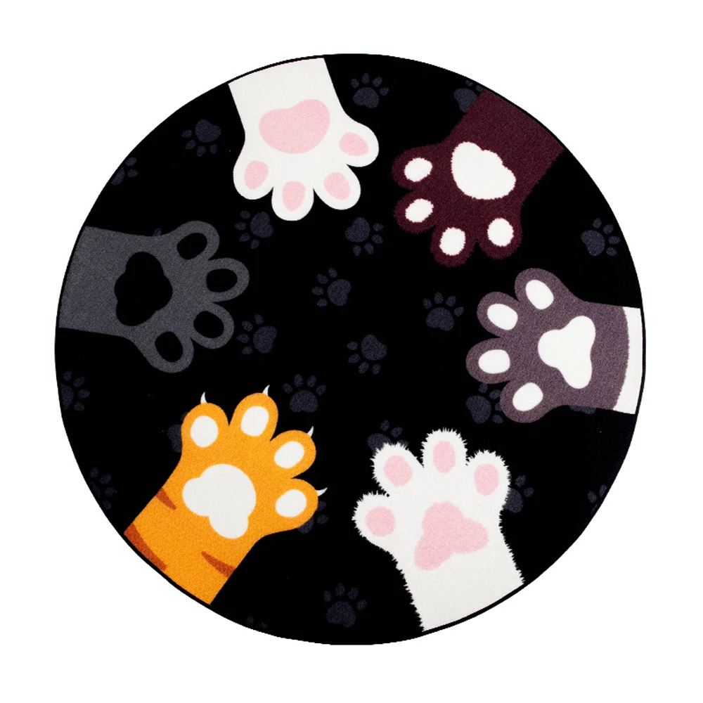 

cute pink / black / grey cats paw for round rug nursery smooth and comfortable non slip washable rug and carpet living room.