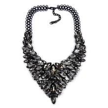 2016 New Crystal Gem Collar Luxury Noble Bridal Rhinestone Black Necklaces Statement Women Fashion Jewelry