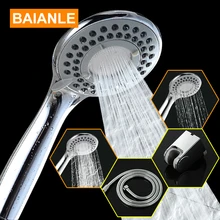 Baianle Three-Function ABS Chrome Finish Water Saving High Pressure Plastic Bathroom Hand Held Round Shape Shower Head