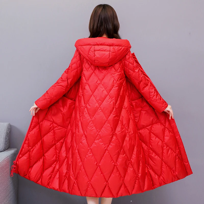 winter Women Snow White Down Coat Plus size Fashion jacket hoodie long Parkas warm Sweet Jackets Female winter coat clothes