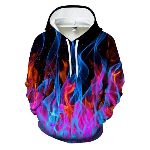 Новое красочное огненное худи 3D толстовки мужские и женские с капюшоном свободные бархатные осенне-зимние пальто куртки в уличном стиле толстовки - Цвет: WY-215