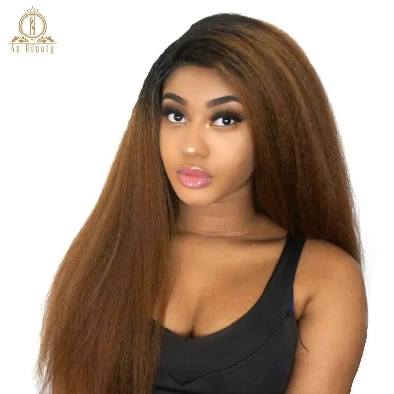 Buy Kinky Straight 13*4 Lace Front Wigs Human Hair 1B