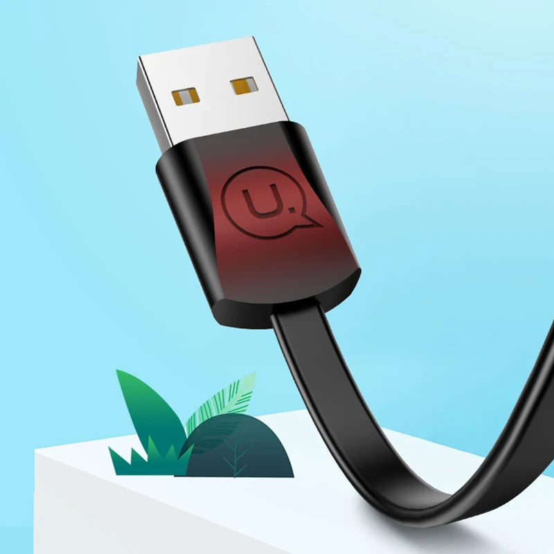 USAMS USB Cable para iPhone 8 cable de sincronización de datos Cable plano para iPhone 7 6X8 6 s 5S cable de 2A rápida cable de carga para ipad de alambre ligero