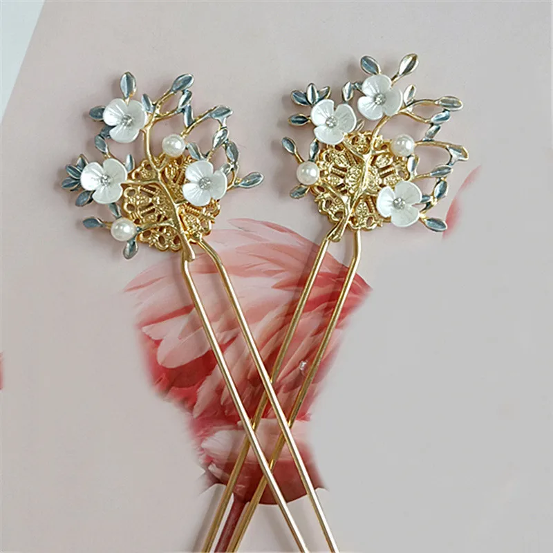 

10pcs 57*156mm Fashion Vintage Metal Alloy Hair Sticks Crystal Rhinestone Flowers Hairpins For Women Jewelry