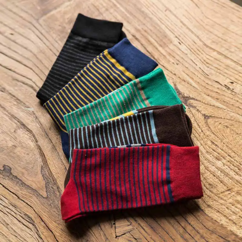 New Arrival Stripe Style Men Casual Socks Novelty 100% Cotton Socks For Men Long Sock Happy Socks Big Size 39-45