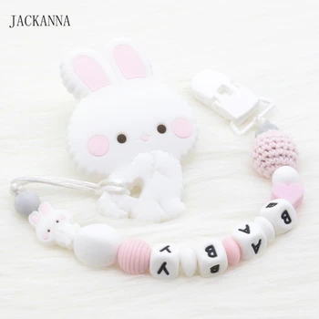 

Rabbit Silicone Pacifier Chain Personalized Name Bunny Bead Teething Chain Baby Teether Eco-friendly Pacifier Clips Holder Chain