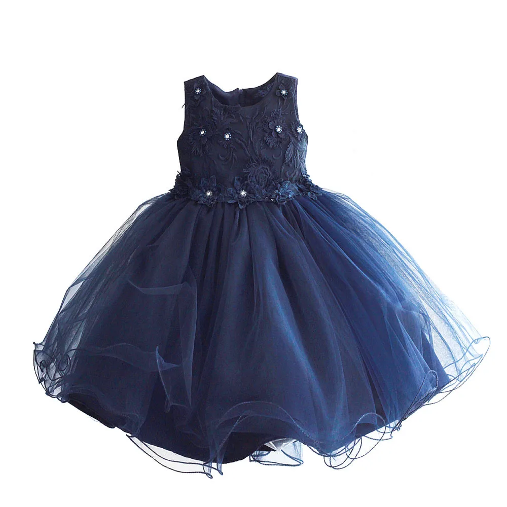 Кружевное платье с цветочным узором для девочек летнее праздничное платье принцессы на свадьбу, украшенное жемчугом, голубого и розового цвета детская одежда размер на 3 до 8 лет