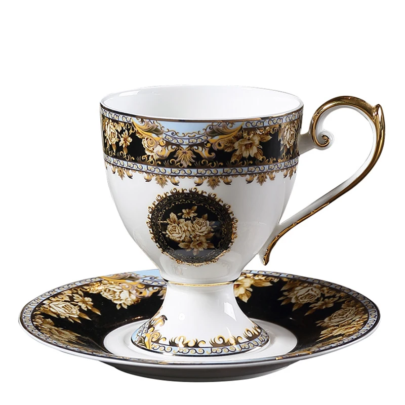 Европейский суд стиль костяного фарфора кофейная чашка блюдце Британский ретро день чашка цветок чашка керамическая Золотая оправа кофейная чашка