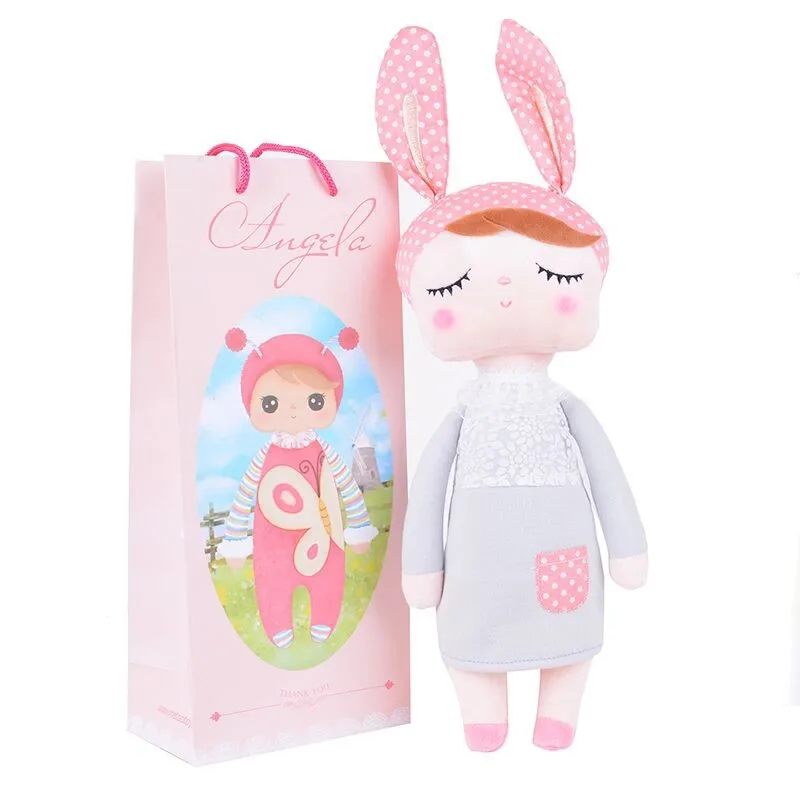 Плюшевый кролик Анжела куклы розового цвета носить платье Metoo чучела Кролик куклы Подарки для детей девочек 35*16 см