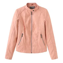 NXH Autumn Leather jacket Women Faux Leather Motor Biker Jacket  Black Coat  Plus size 2019  Fashion Red Pink Leather
