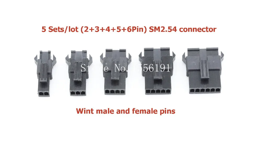 

5 Sets/lot (2+3+4+5+6Pin) each Pin 10 sets JST 2.54mm SM2.54 series Multipole Adapter Connector plug With male and female pins