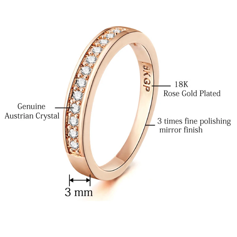 G Rose gold Кольца с кристаллами для женщин AAA белый кубический цирконий обручальное кольцо CZ кольцо модные украшения - Цвет основного камня: G Rose gold