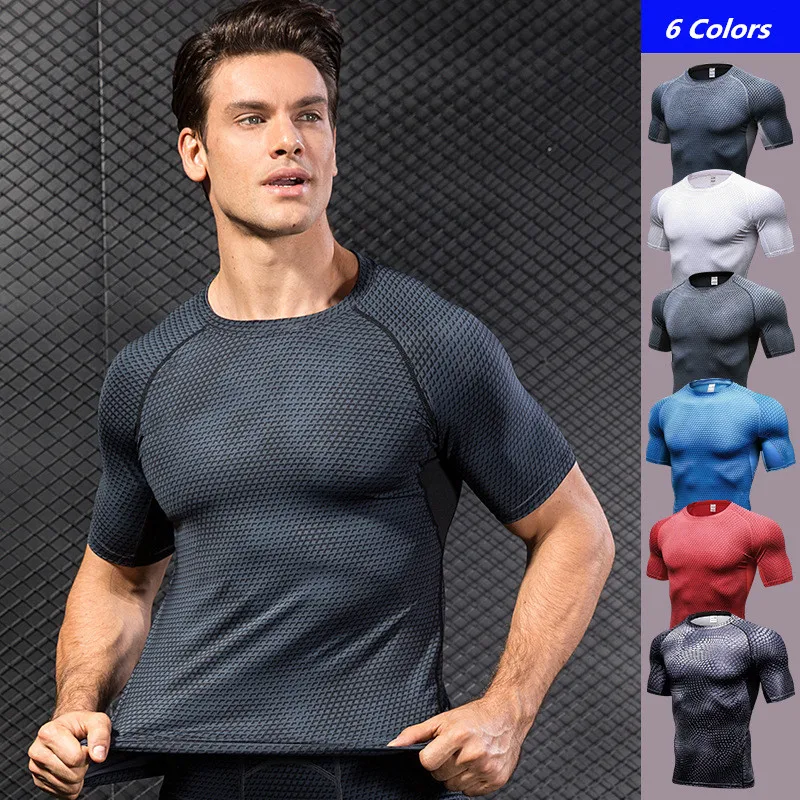 

Men's 3D Stereo Printing Tshirt Fitness Running Training Short Sleeve Tight Stretch Sweating Quick Dry Clothes