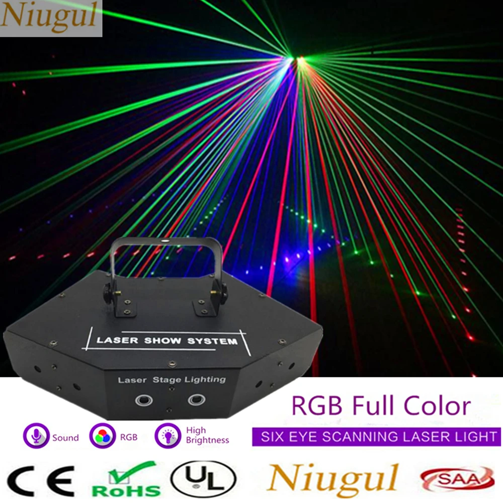 

6 Lens RGB Scan Laser Lights/Linear Beam Effect Scanning Laser Light /Professional Laser Show System Projector/DJ Stage Lighting