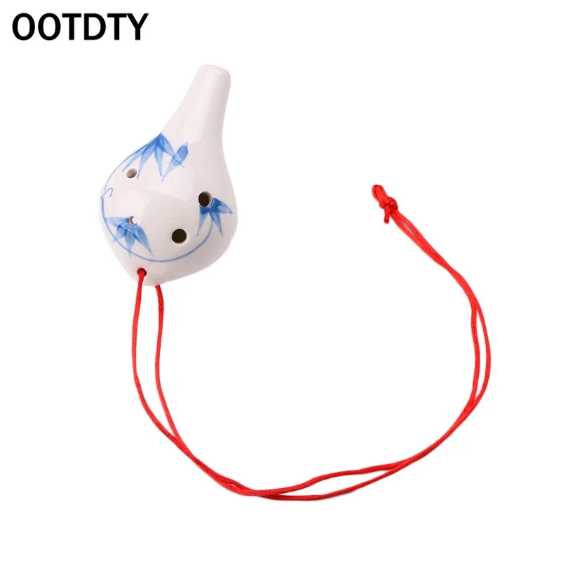 Синий OOTDTY Профессиональный 6 отверстий ocarina керамический альт AC ключ флейта музыкальный инструмент - Цвет: Синий