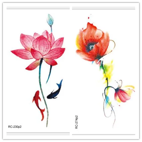50pack/lot Designer Painting Flowers Latus Butterfly Body Waterproof Temporary Tattoos Sticker Party Costume Decorative | Дом и сад