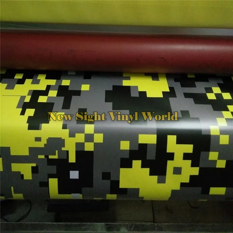 Best Price Geel Digitale Camo Vinyl Filmfiche Pixel Camouflage Wrap Voor TRUCK SUV Sticker Bubble Gratis Size1.52 * 30 M/ roll