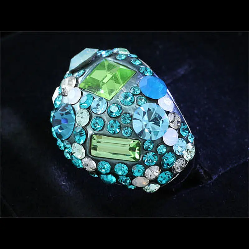 Синее Сверкающее кольцо с австрийским кристаллом CSR160|austrian crystal|sparkle ringsring crystal |