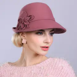 Женские осенние вечерние зимние вечерние Формальные шляпа Англия мода Elengant нерегулярные 100% шерсть фетр шапки