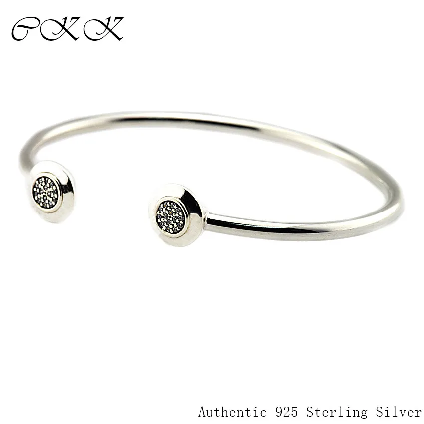 

Open Bangle 100% 925 Sterling Silver Clear Cz Bangle Bracelets for Women Lady Birthday Gift free shipping FLB029